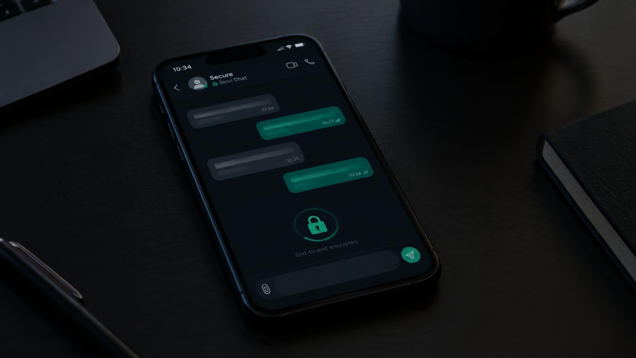 Encrypted messaging interface on a smartphone screen