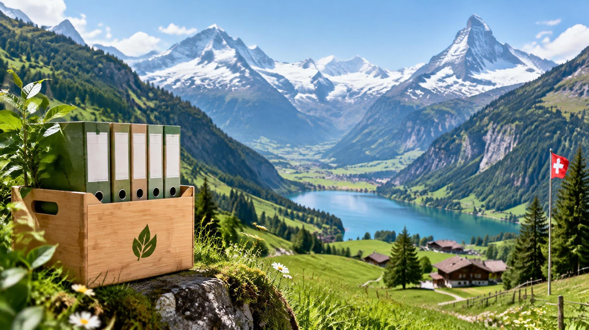 swiss alps green valley